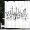 image:imageAmbesonne New York Shower Curtain Hand Drawn NYC Cityscape Tourism Travel Industrial Center Town Modern City Design Cloth Fabric Bathroom Decor Set with Hooks 69 W x 70 L White Grey