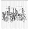 image:imageAmbesonne New York Shower Curtain Hand Drawn NYC Cityscape Tourism Travel Industrial Center Town Modern City Design Cloth Fabric Bathroom Decor Set with Hooks 69 W x 70 L White Grey