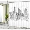 image:imageAmbesonne New York Shower Curtain Hand Drawn NYC Cityscape Tourism Travel Industrial Center Town Modern City Design Cloth Fabric Bathroom Decor Set with Hooks 69 W x 70 L White Grey