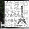 image:imageAmbesonne Paris Shower Curtain Traditional Famous Parisian Elements Bonjour Croissan Coffee Eiffel Tower Print Cloth Fabric Bathroom Decor Set with Hooks 69 W x 70 L Charcoal Grey