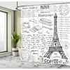 image:imageAmbesonne Paris Shower Curtain Traditional Famous Parisian Elements Bonjour Croissan Coffee Eiffel Tower Print Cloth Fabric Bathroom Decor Set with Hooks 69 W x 70 L Charcoal Grey