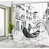 image:imageAmbesonne Sketchy Shower Curtain Gondola in Venice European Famous Canal History Mediterranean Holiday Image Cloth Fabric Bathroom Decor Set with Hooks 69 W x 70 L Black and White