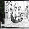image:imageAmbesonne Sketchy Shower Curtain Gondola in Venice European Famous Canal History Mediterranean Holiday Image Cloth Fabric Bathroom Decor Set with Hooks 69 W x 70 L Black and White