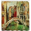 image:imageAmbesonne Venice Shower Curtain Vintage Art Painting Style Historic Venetian Landscape Print Cloth Fabric Bathroom Decor Set with Hooks 69 W x 84 L Green Red Pale Brown