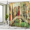 image:imageAmbesonne Venice Shower Curtain Vintage Art Painting Style Historic Venetian Landscape Print Cloth Fabric Bathroom Decor Set with Hooks 69 W x 84 L Green Red Pale Brown