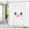 image:imageAmbesonne Whale Shower Curtain Mammal on Wavy Ocean Design Swimming to an Island Palm Trees Print Cloth Fabric Bathroom Decor Set with Hooks 69 W x 70 L Blue Pink and GreenBrown Multicolor