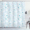 image:imageAmbesonne Whale Shower Curtain Mammal on Wavy Ocean Design Swimming to an Island Palm Trees Print Cloth Fabric Bathroom Decor Set with Hooks 69 W x 70 L Blue Pink and GreenPale Blue Aqua White