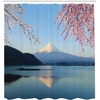 image:imageSpring Decor Shower Curtain by Ambesonne Cherry Blossoms Sakura Snowy Mountain Fuji Lake View Picture Print Polyester Fabric Bathroom Set with Hooks 69 X 70 Inches Blue Pink and WhiteBlue Pink and White