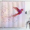 image:imageAmbesonne Bird Shower Curtain Creative Design Image of Flourish Hummingbird Feathers Circles Illustration Cloth Fabric Bathroom Decor Set with Hooks 69 W x 70 L Indigo Ruby Off WhiteIndigo Ruby Off White