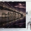 image:imageAmbesonne Landscape Shower Curtain Brooklyn Bridge Sunset NYC View Skyline Tourist Attraction Modern City Cloth Fabric Bathroom Decor Set with Hooks 69 W x 70 L Pale Brown Dried Rose