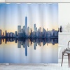 image:imageAmbesonne NYC Shower Curtain Manhattan Skyline with Freedom Tower Reflection on Water Shore Urban Scenery Photo Cloth Fabric Bathroom Decor Set with Hooks 69 W x 84 L Multicolor Blue