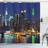 image:imageAmbesonne New York Shower Curtain NYC Midtown Skyline in Evening Skyscrapers Metropolis City States Photo Cloth Fabric Bathroom Decor Set with Hooks 69 W x 70 L Royal Blue