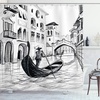 image:imageAmbesonne Sketchy Shower Curtain Gondola in Venice European Famous Canal History Mediterranean Holiday Image Cloth Fabric Bathroom Decor Set with Hooks 69 W x 70 L Black and White