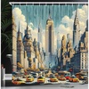 image:imageAmbesonne Urban Art Shower Curtain Big City Scene Rush Hour Taxi Cars Skyscrapers NYC Street Inspired Cloth Fabric Bathroom Decor Set with Hooks 69 W x 70 L Orange Ecru Cadet Blue