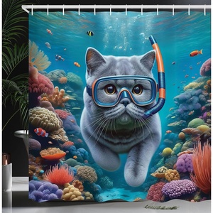 image:imageAmbesonne Nautical Shower Curtain Sailboat Against Crashing Waves in Exotic Seas Flowers Mountains Cloth Fabric Bathroom Decor Set with Hooks 69 W x 75 L Cadet Blue and Dark PinkTurquoise Multicolor