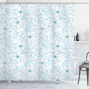 image:imageAmbesonne Whale Shower Curtain Mammal on Wavy Ocean Design Swimming to an Island Palm Trees Print Cloth Fabric Bathroom Decor Set with Hooks 69 W x 70 L Blue Pink and GreenPale Blue Aqua White