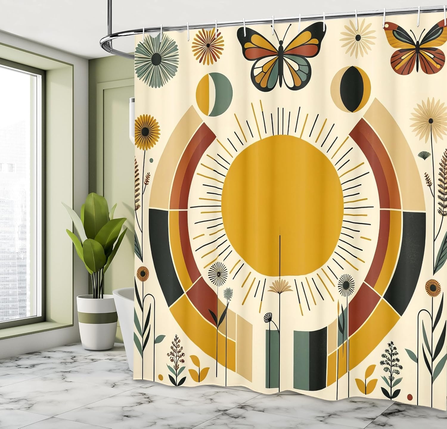 image:imageAmbesonne Hummingbirds Shower Curtain Tropical Flowers and Leaves Natural Foliage Vibrant Color Exotic Rainforest Cloth Fabric Bathroom Decor Set with Hooks 69 W x 70 L Soft Blue Coral GreenPale Coffee Eggshell