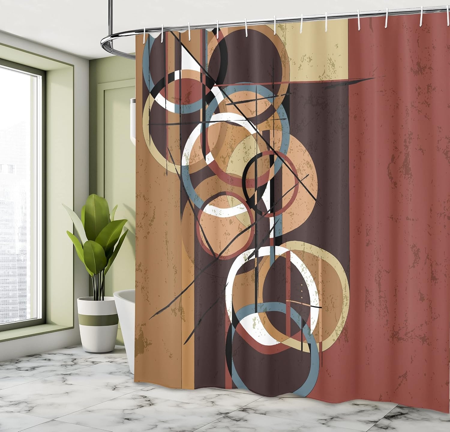 image:imageAmbesonne Hummingbirds Shower Curtain Tropical Flowers and Leaves Natural Foliage Vibrant Color Exotic Rainforest Cloth Fabric Bathroom Decor Set with Hooks 69 W x 70 L Soft Blue Coral GreenPale Maroon