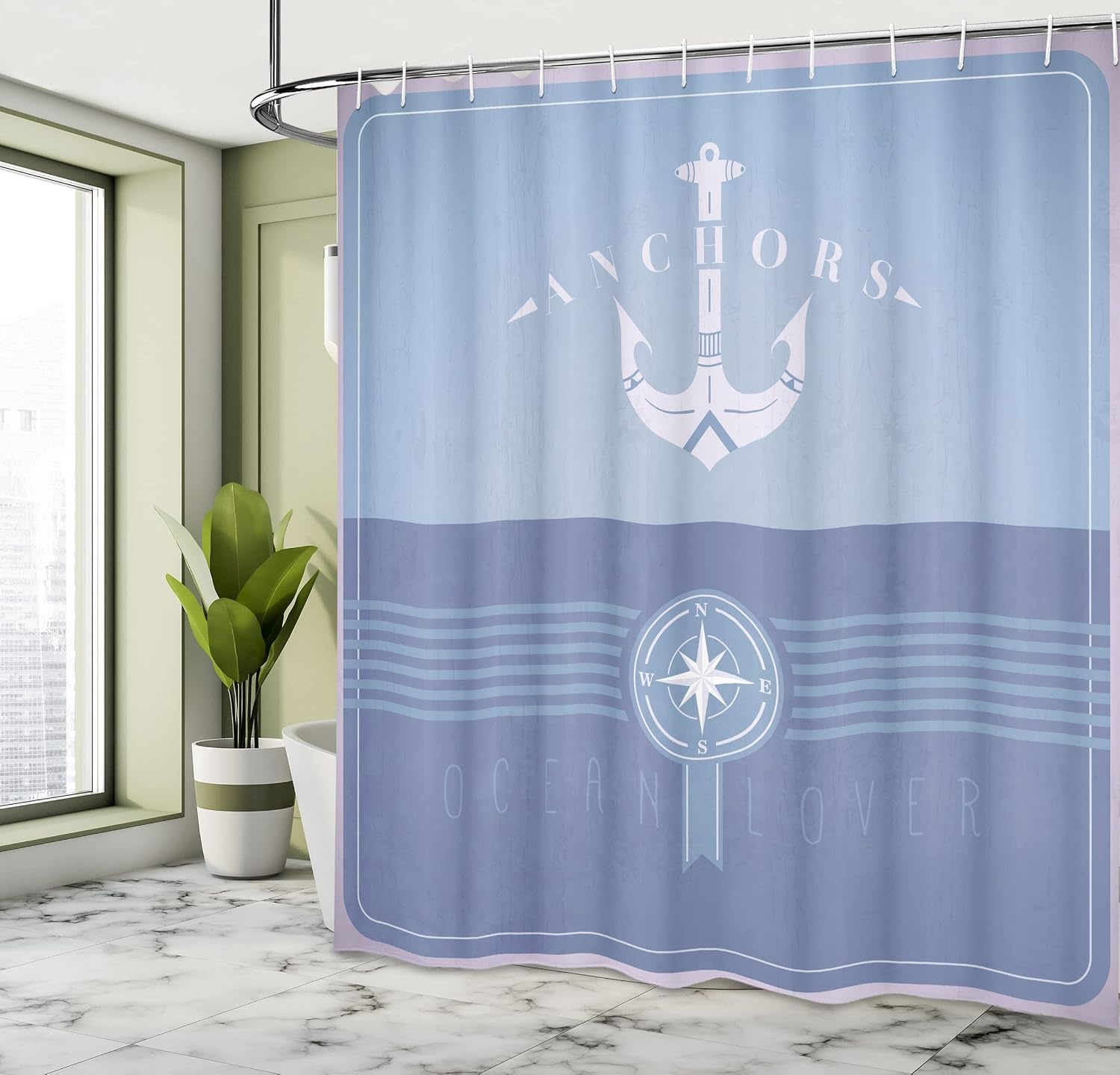 image:imageAmbesonne Hummingbirds Shower Curtain Tropical Flowers and Leaves Natural Foliage Vibrant Color Exotic Rainforest Cloth Fabric Bathroom Decor Set with Hooks 69 W x 70 L Soft Blue Coral GreenDark Ceil