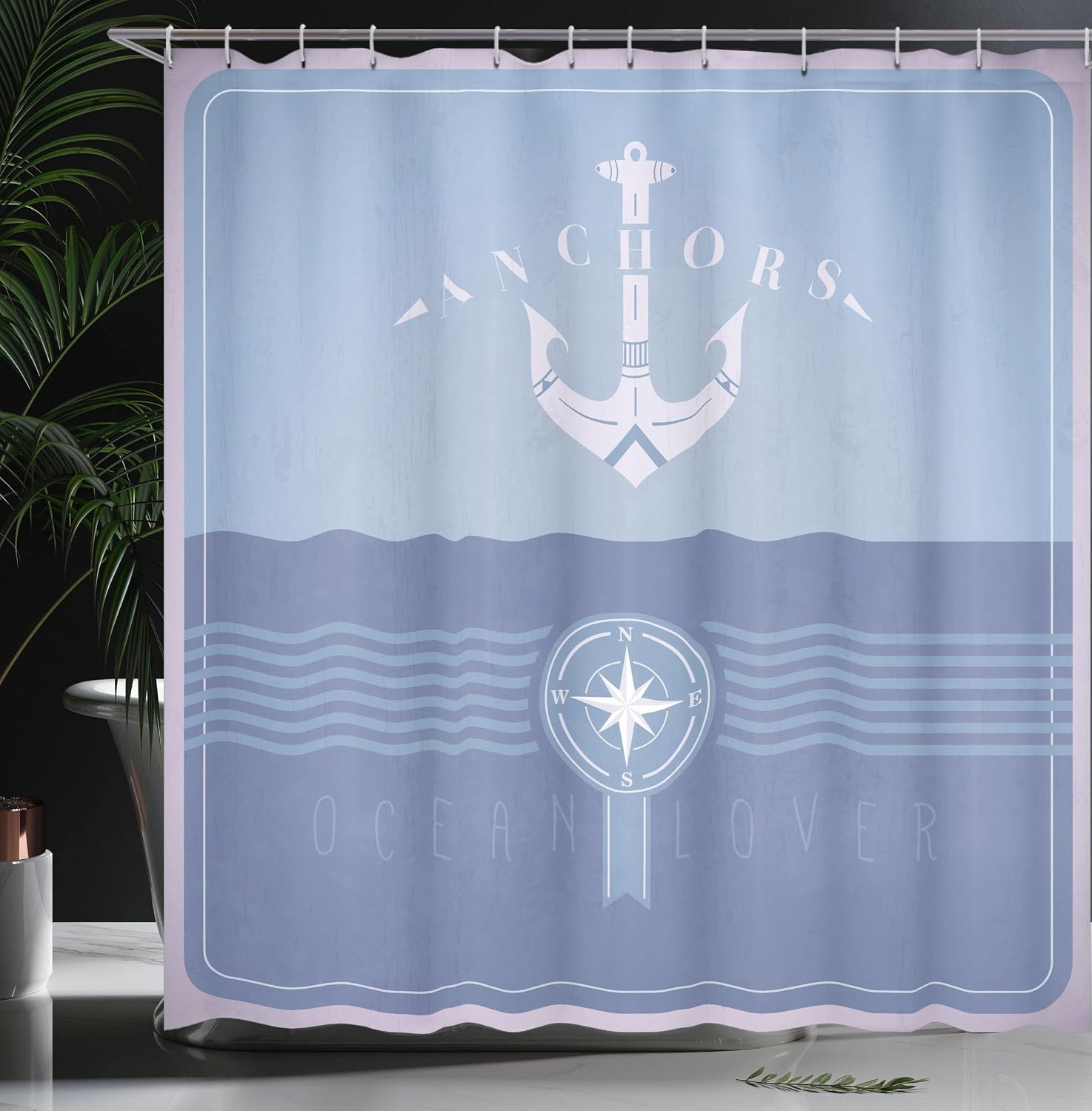 image:imageAmbesonne Hummingbirds Shower Curtain Tropical Flowers and Leaves Natural Foliage Vibrant Color Exotic Rainforest Cloth Fabric Bathroom Decor Set with Hooks 69 W x 70 L Soft Blue Coral GreenDark Ceil