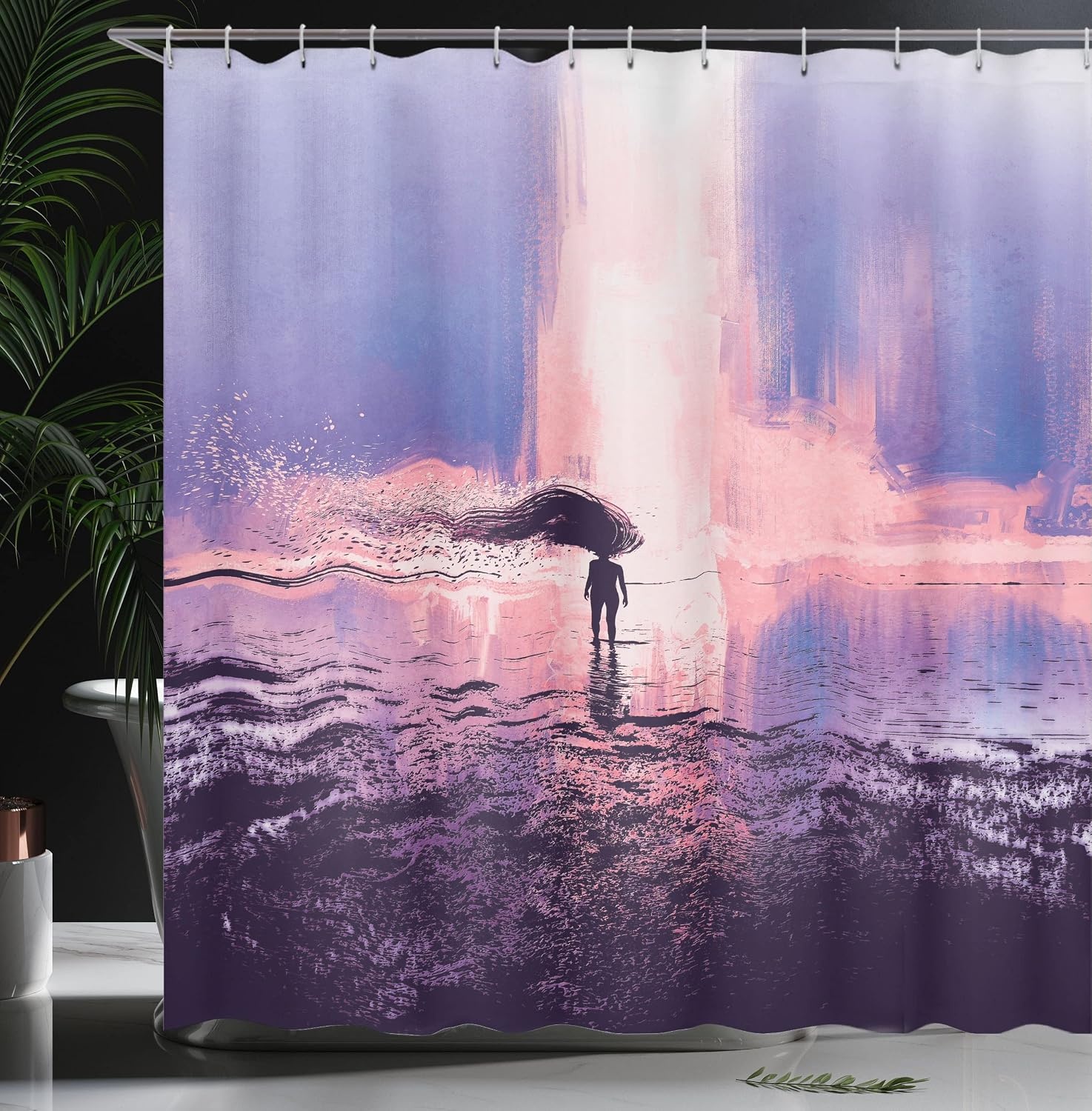 image:imageAmbesonne Hummingbirds Shower Curtain Tropical Flowers and Leaves Natural Foliage Vibrant Color Exotic Rainforest Cloth Fabric Bathroom Decor Set with Hooks 69 W x 70 L Soft Blue Coral GreenPink and Blue
