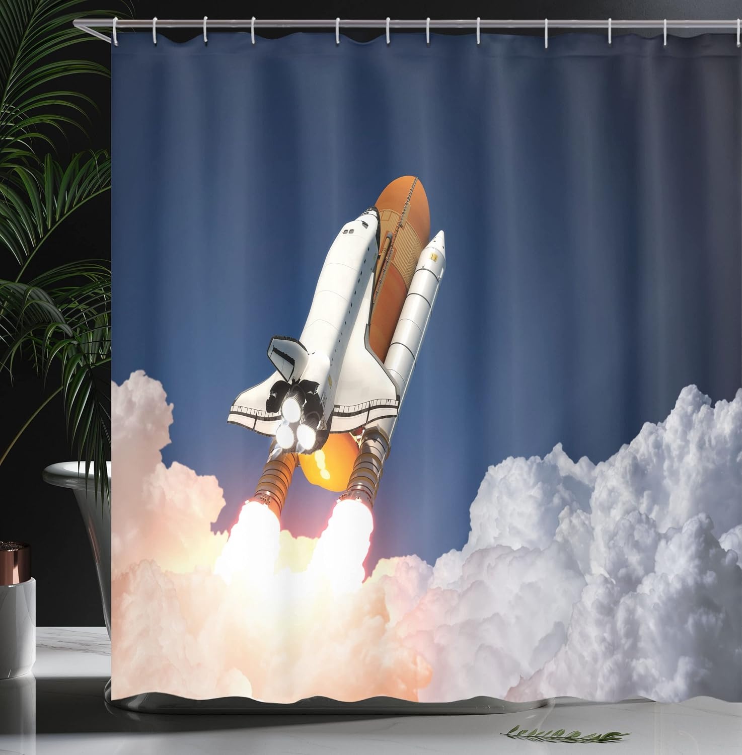 image:imageAmbesonne Hummingbirds Shower Curtain Tropical Flowers and Leaves Natural Foliage Vibrant Color Exotic Rainforest Cloth Fabric Bathroom Decor Set with Hooks 69 W x 70 L Soft Blue Coral GreenWhite Blue Orange