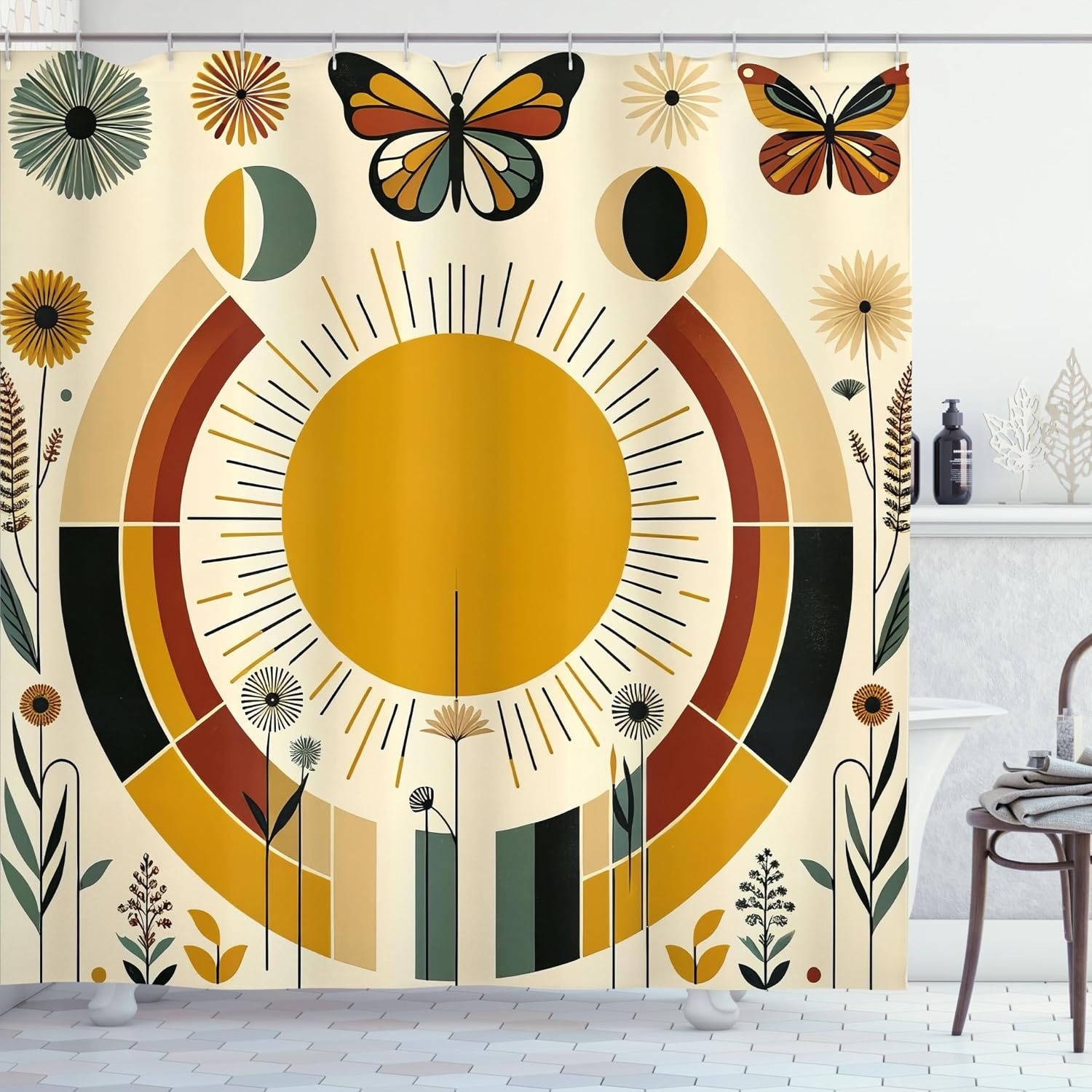 image:imageAmbesonne Hummingbirds Shower Curtain Tropical Flowers and Leaves Natural Foliage Vibrant Color Exotic Rainforest Cloth Fabric Bathroom Decor Set with Hooks 69 W x 70 L Soft Blue Coral GreenPale Coffee Eggshell
