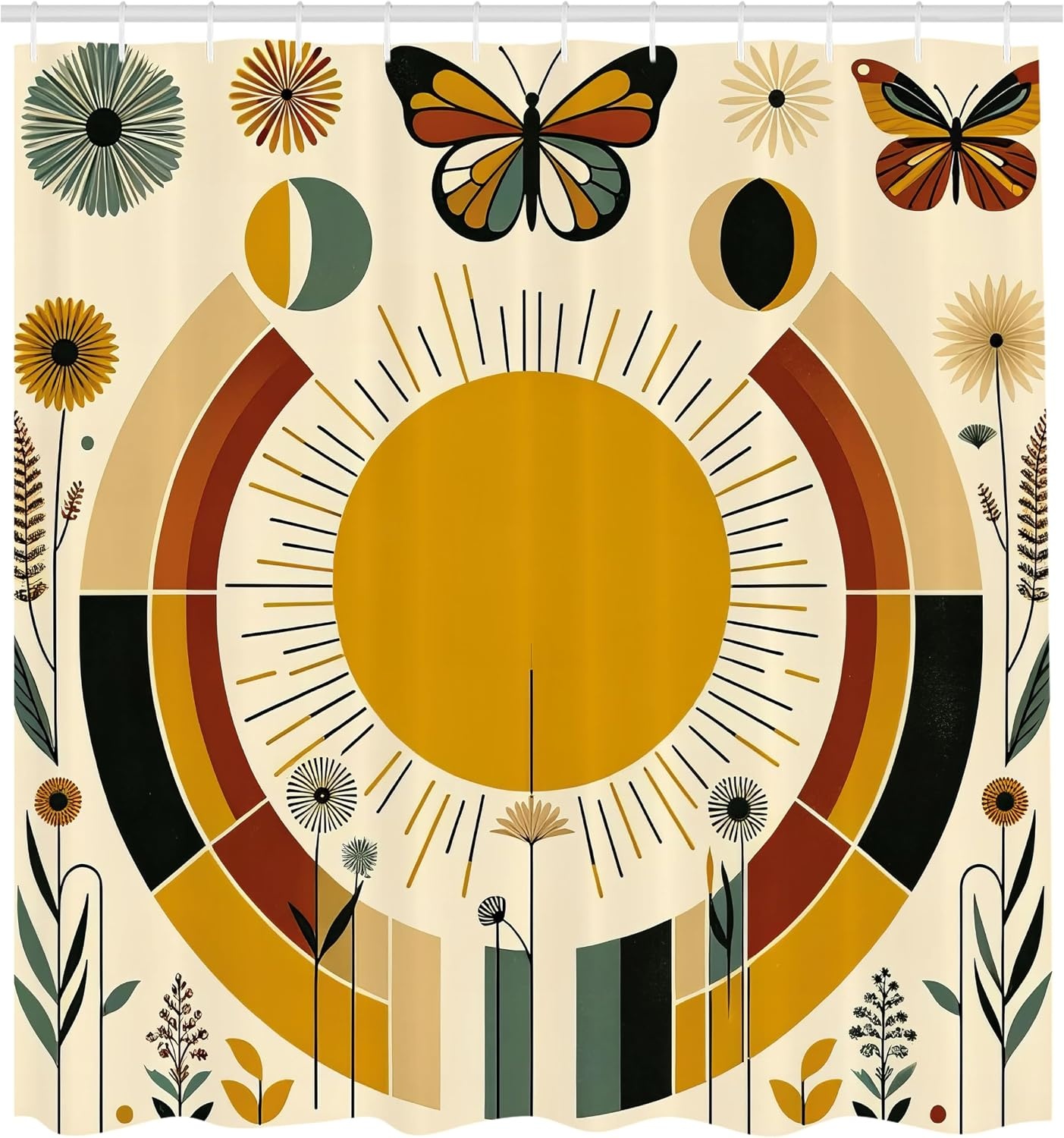 image:imageAmbesonne Hummingbirds Shower Curtain Tropical Flowers and Leaves Natural Foliage Vibrant Color Exotic Rainforest Cloth Fabric Bathroom Decor Set with Hooks 69 W x 70 L Soft Blue Coral GreenPale Coffee Eggshell