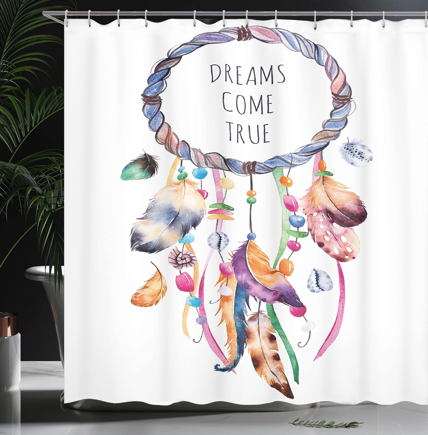 image:imageAmbesonne Hummingbirds Shower Curtain Tropical Flowers and Leaves Natural Foliage Vibrant Color Exotic Rainforest Cloth Fabric Bathroom Decor Set with Hooks 69 W x 70 L Soft Blue Coral GreenCeil Blue Multicolor