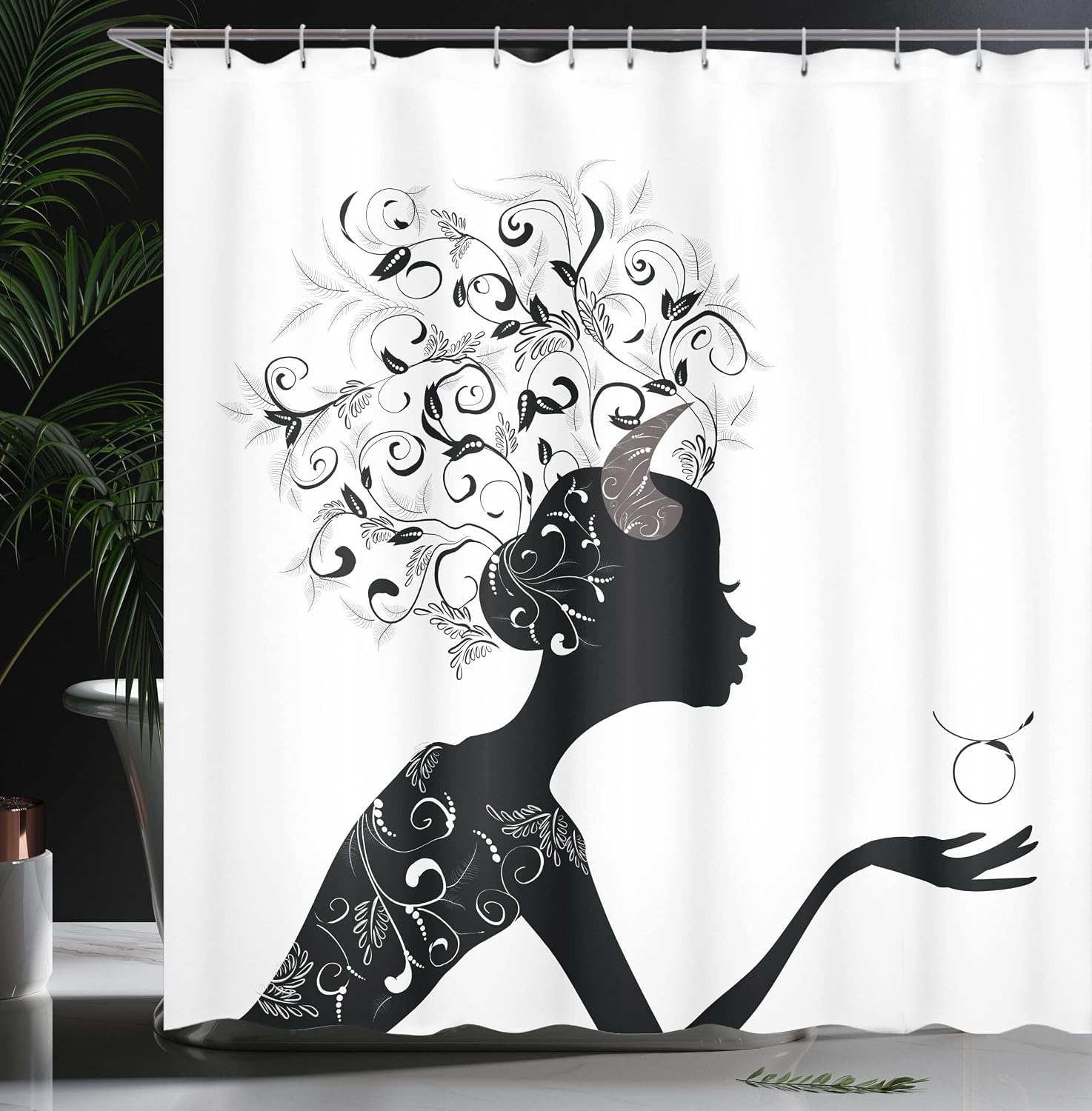 image:imageAmbesonne Hummingbirds Shower Curtain Tropical Flowers and Leaves Natural Foliage Vibrant Color Exotic Rainforest Cloth Fabric Bathroom Decor Set with Hooks 69 W x 70 L Soft Blue Coral GreenWhite and Black
