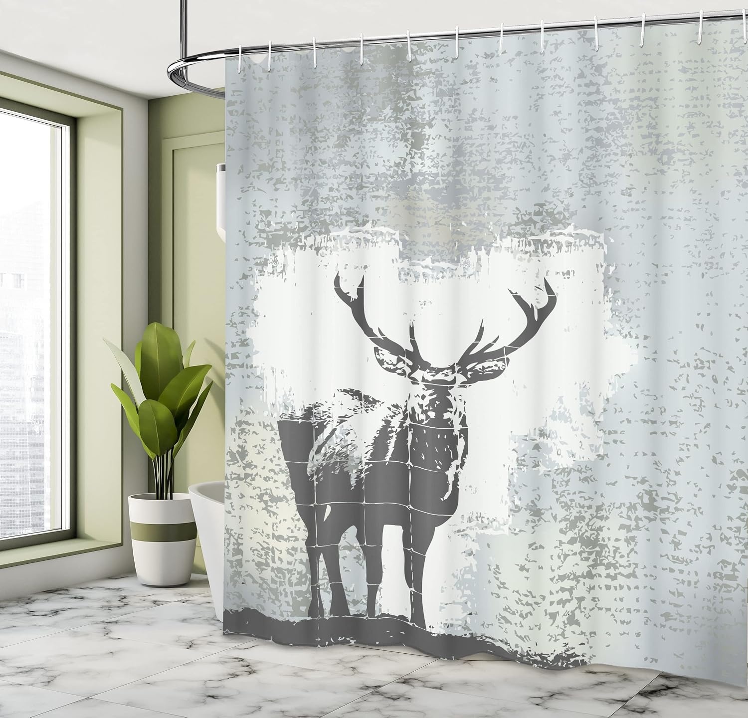 image:imageAmbesonne Hummingbirds Shower Curtain Tropical Flowers and Leaves Natural Foliage Vibrant Color Exotic Rainforest Cloth Fabric Bathroom Decor Set with Hooks 69 W x 70 L Soft Blue Coral GreenGrey Black