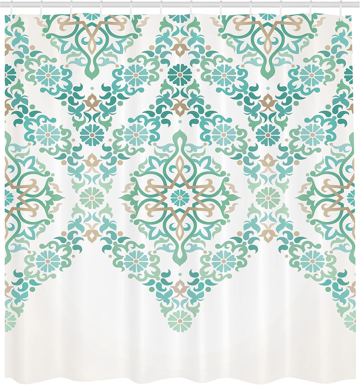 image:imageAmbesonne Hummingbirds Shower Curtain Tropical Flowers and Leaves Natural Foliage Vibrant Color Exotic Rainforest Cloth Fabric Bathroom Decor Set with Hooks 69 W x 70 L Soft Blue Coral GreenGreen Tan