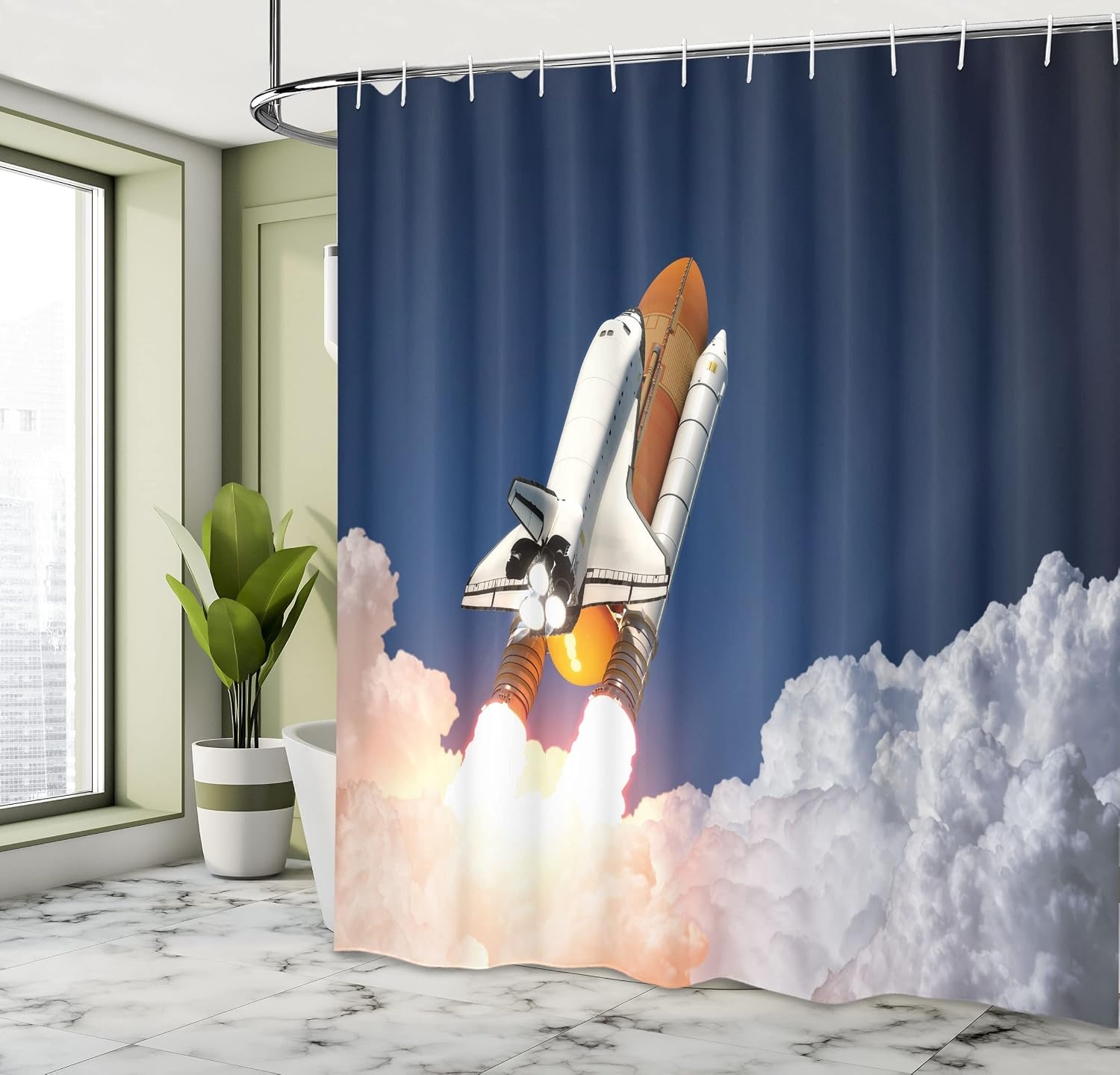 image:imageAmbesonne Hummingbirds Shower Curtain Tropical Flowers and Leaves Natural Foliage Vibrant Color Exotic Rainforest Cloth Fabric Bathroom Decor Set with Hooks 69 W x 70 L Soft Blue Coral GreenWhite Blue Orange