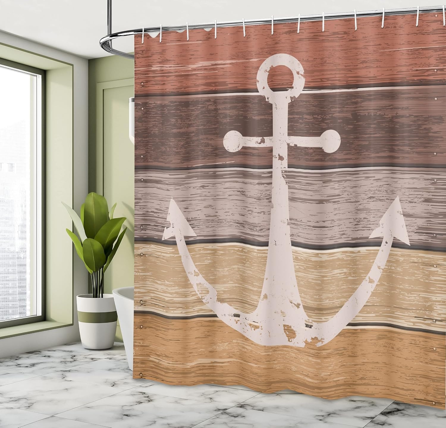 image:imageAmbesonne Hummingbirds Shower Curtain Tropical Flowers and Leaves Natural Foliage Vibrant Color Exotic Rainforest Cloth Fabric Bathroom Decor Set with Hooks 69 W x 70 L Soft Blue Coral GreenMustard Redbrown