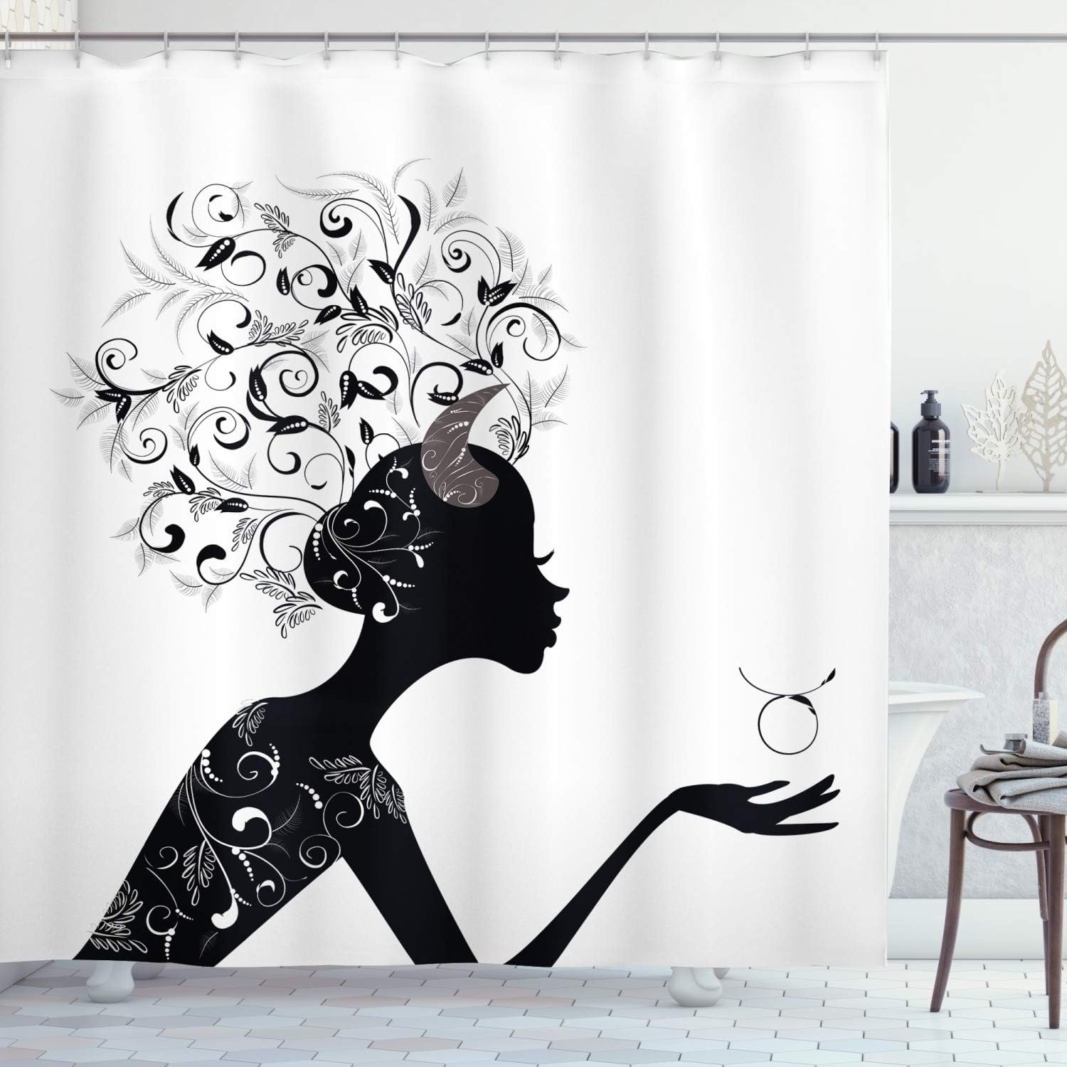 image:imageAmbesonne Hummingbirds Shower Curtain Tropical Flowers and Leaves Natural Foliage Vibrant Color Exotic Rainforest Cloth Fabric Bathroom Decor Set with Hooks 69 W x 70 L Soft Blue Coral GreenWhite and Black