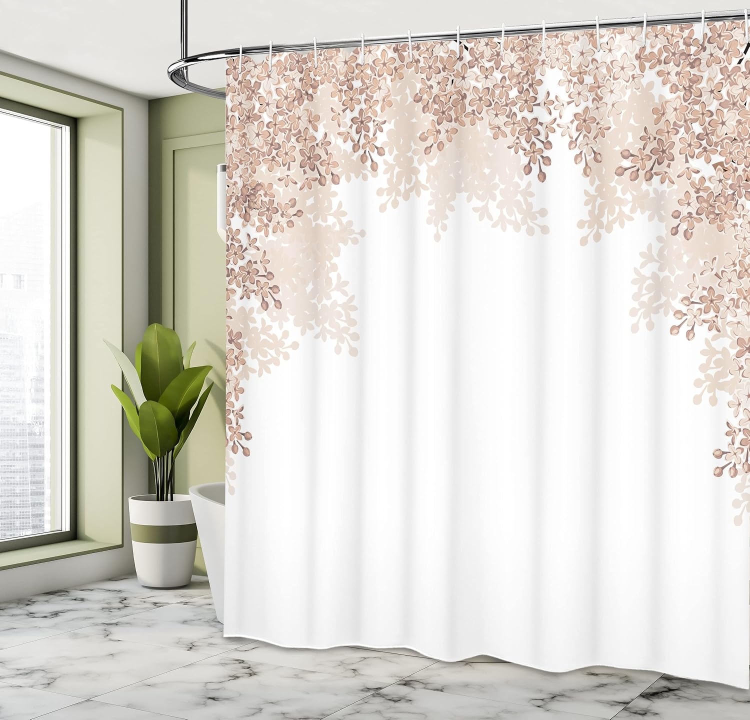 image:imageAmbesonne Hummingbirds Shower Curtain Tropical Flowers and Leaves Natural Foliage Vibrant Color Exotic Rainforest Cloth Fabric Bathroom Decor Set with Hooks 69 W x 70 L Soft Blue Coral GreenWarm Taupe
