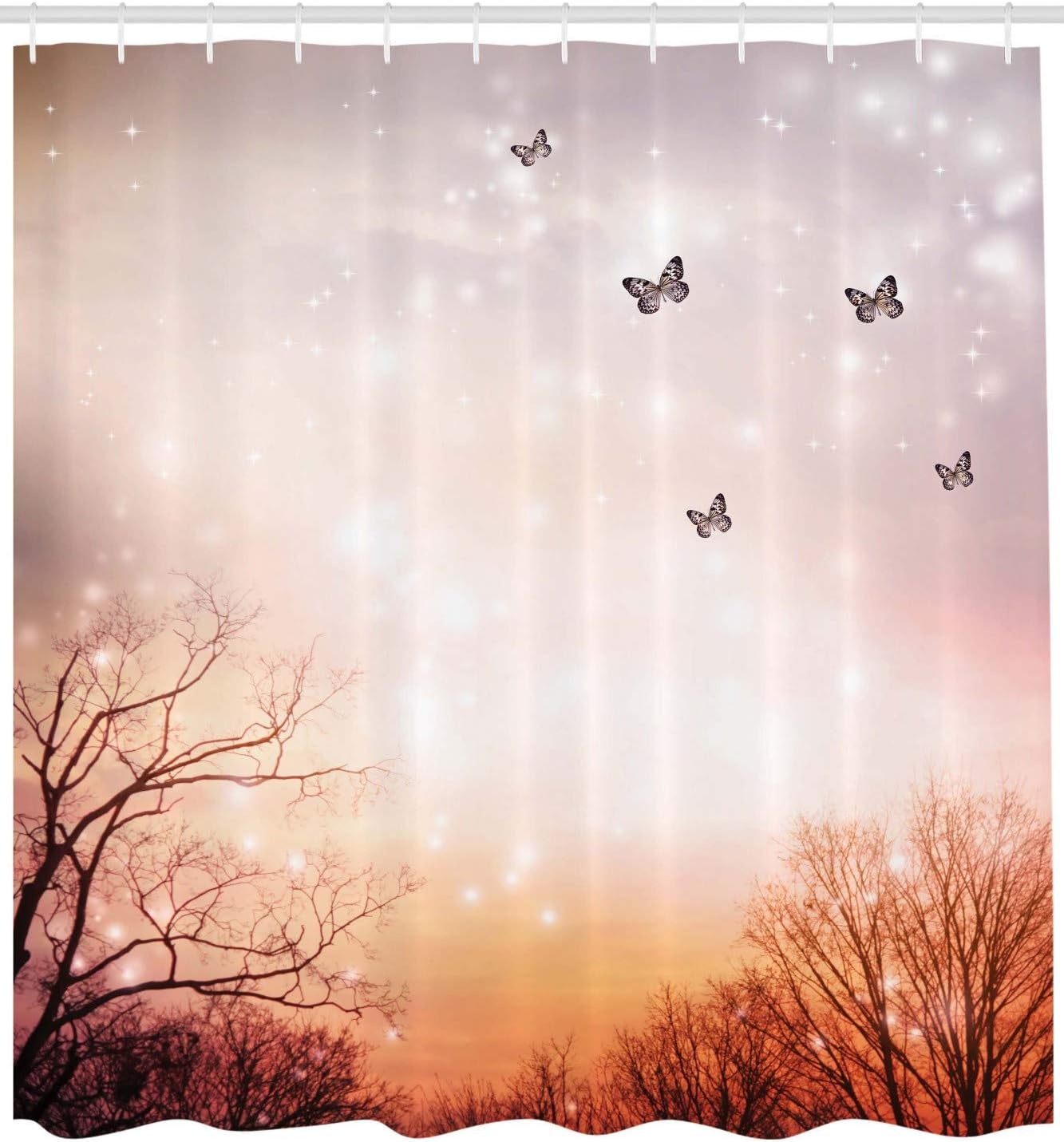 image:imageAmbesonne Hummingbirds Shower Curtain Tropical Flowers and Leaves Natural Foliage Vibrant Color Exotic Rainforest Cloth Fabric Bathroom Decor Set with Hooks 69 W x 70 L Soft Blue Coral GreenPale Pink Orange