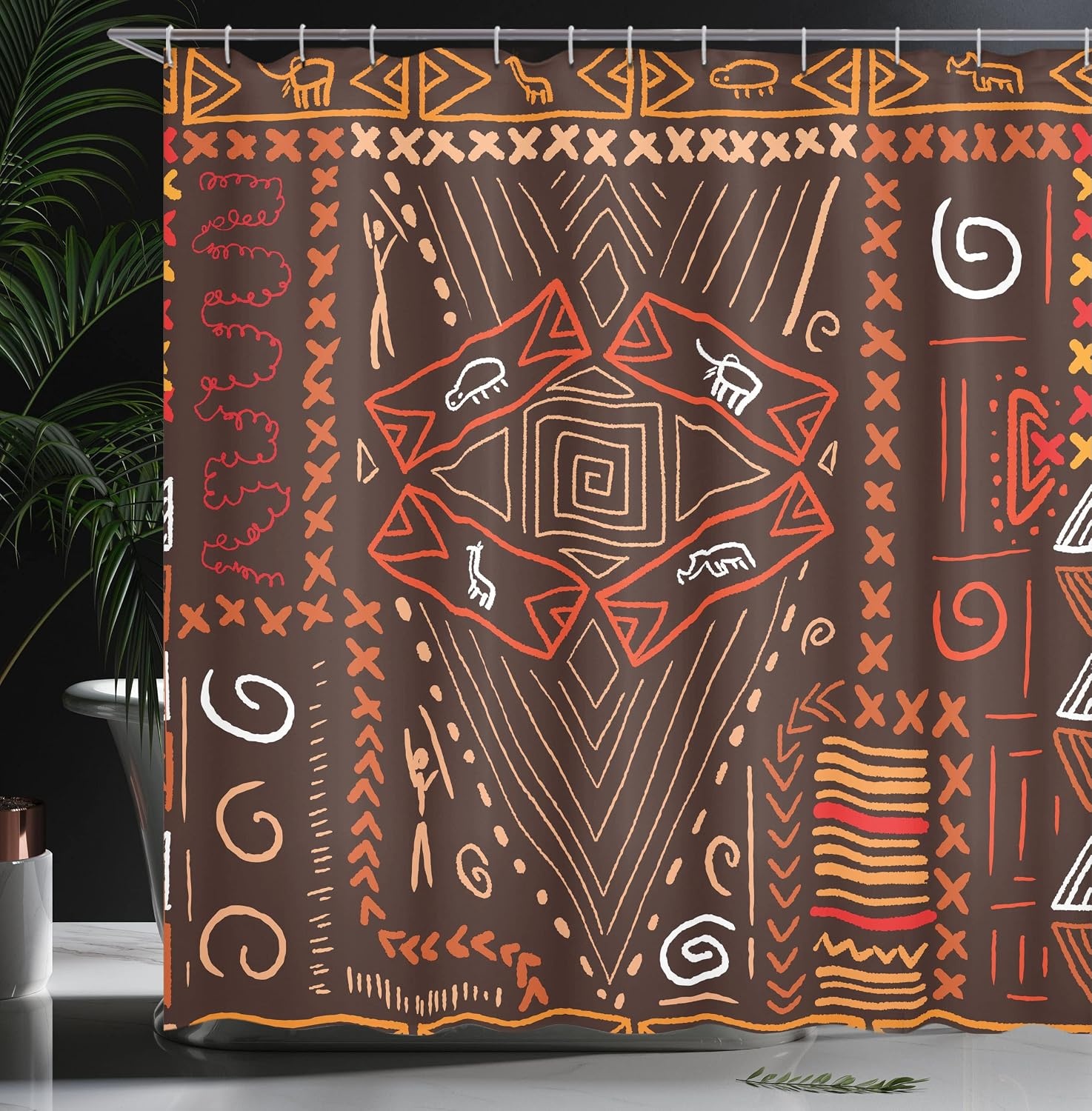 image:imageAmbesonne Hummingbirds Shower Curtain Tropical Flowers and Leaves Natural Foliage Vibrant Color Exotic Rainforest Cloth Fabric Bathroom Decor Set with Hooks 69 W x 70 L Soft Blue Coral GreenOrange and Black