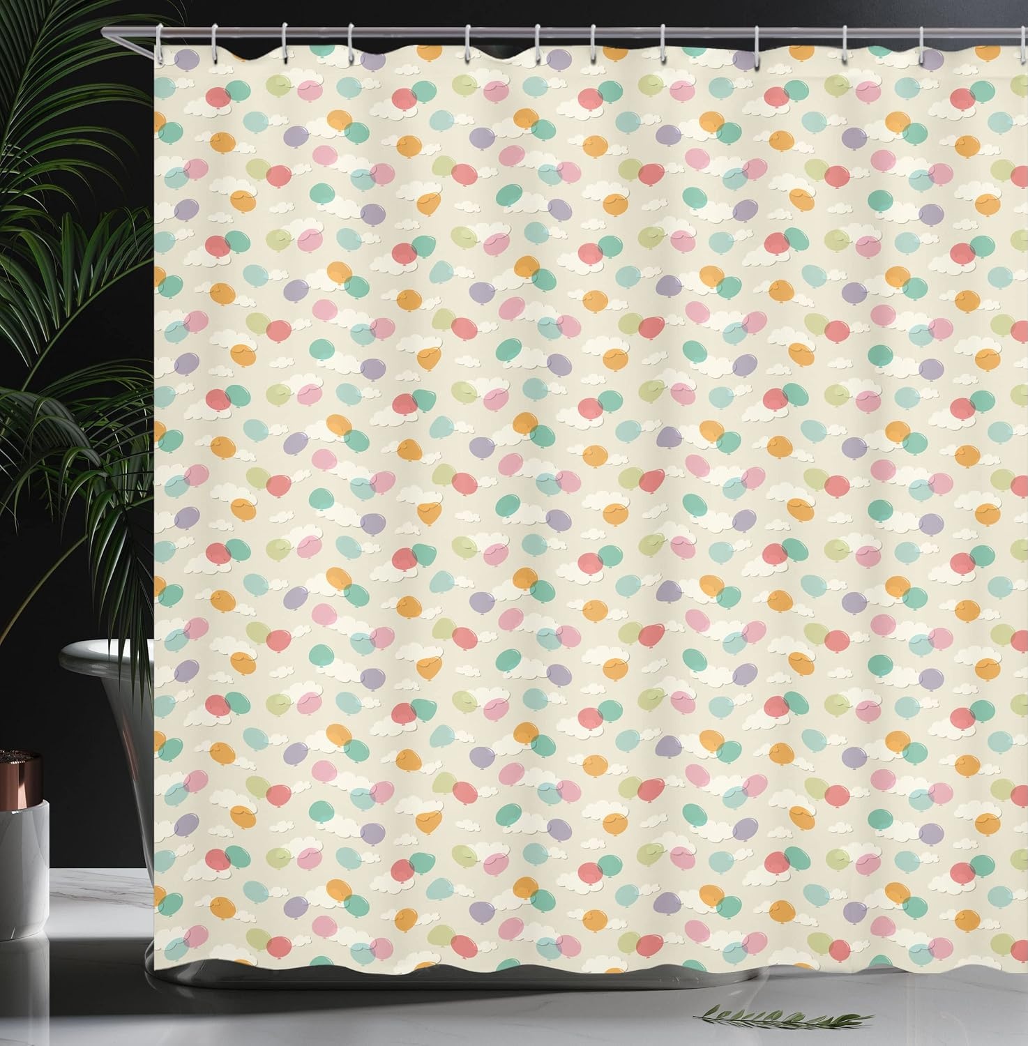 image:imageAmbesonne Hummingbirds Shower Curtain Tropical Flowers and Leaves Natural Foliage Vibrant Color Exotic Rainforest Cloth Fabric Bathroom Decor Set with Hooks 69 W x 70 L Soft Blue Coral GreenPurple Pearl