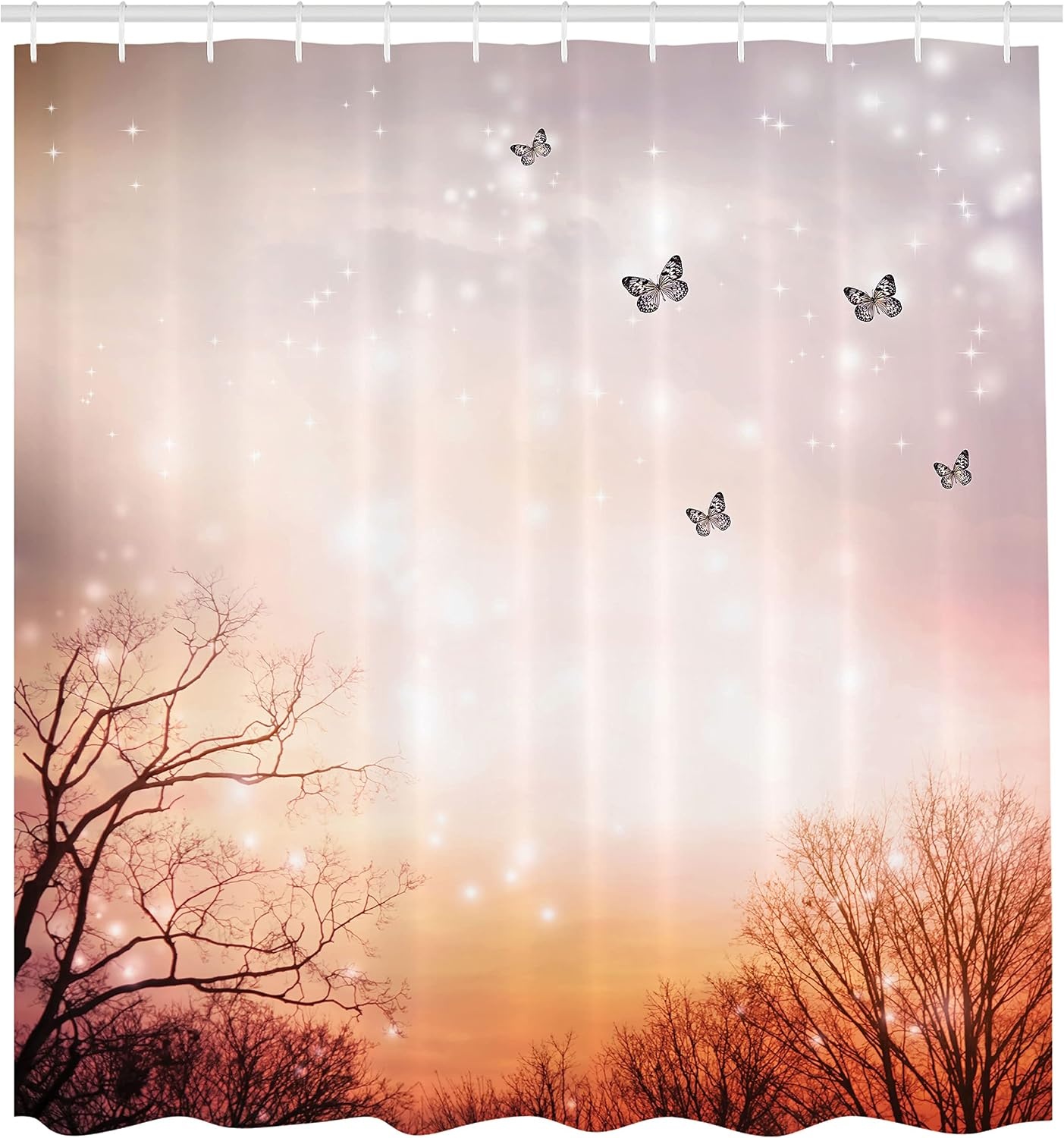 image:imageAmbesonne Hummingbirds Shower Curtain Tropical Flowers and Leaves Natural Foliage Vibrant Color Exotic Rainforest Cloth Fabric Bathroom Decor Set with Hooks 69 W x 70 L Soft Blue Coral GreenPale Pink Orange