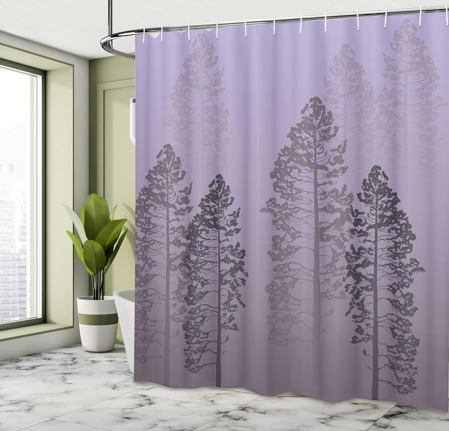 image:imageAmbesonne Hummingbirds Shower Curtain Tropical Flowers and Leaves Natural Foliage Vibrant Color Exotic Rainforest Cloth Fabric Bathroom Decor Set with Hooks 69 W x 70 L Soft Blue Coral GreenPale Lavender