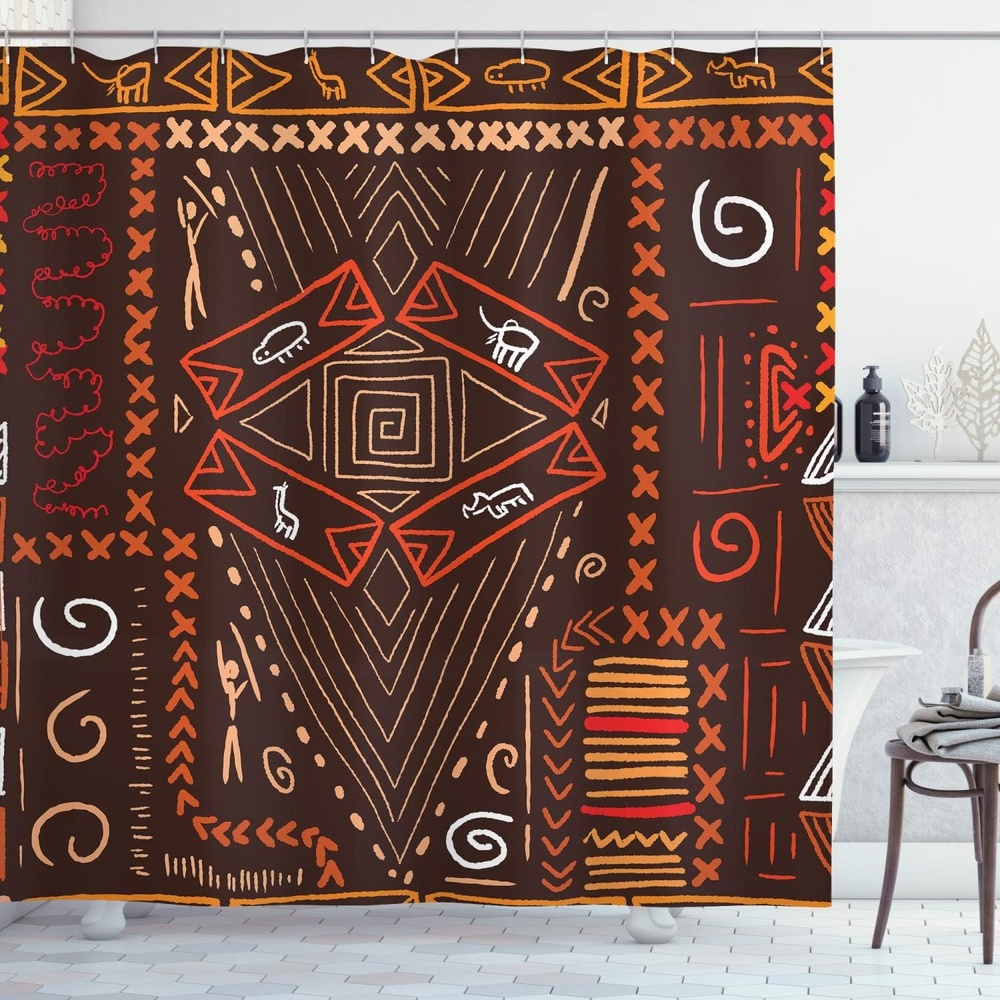 image:imageAmbesonne Hummingbirds Shower Curtain Tropical Flowers and Leaves Natural Foliage Vibrant Color Exotic Rainforest Cloth Fabric Bathroom Decor Set with Hooks 69 W x 70 L Soft Blue Coral GreenOrange and Black
