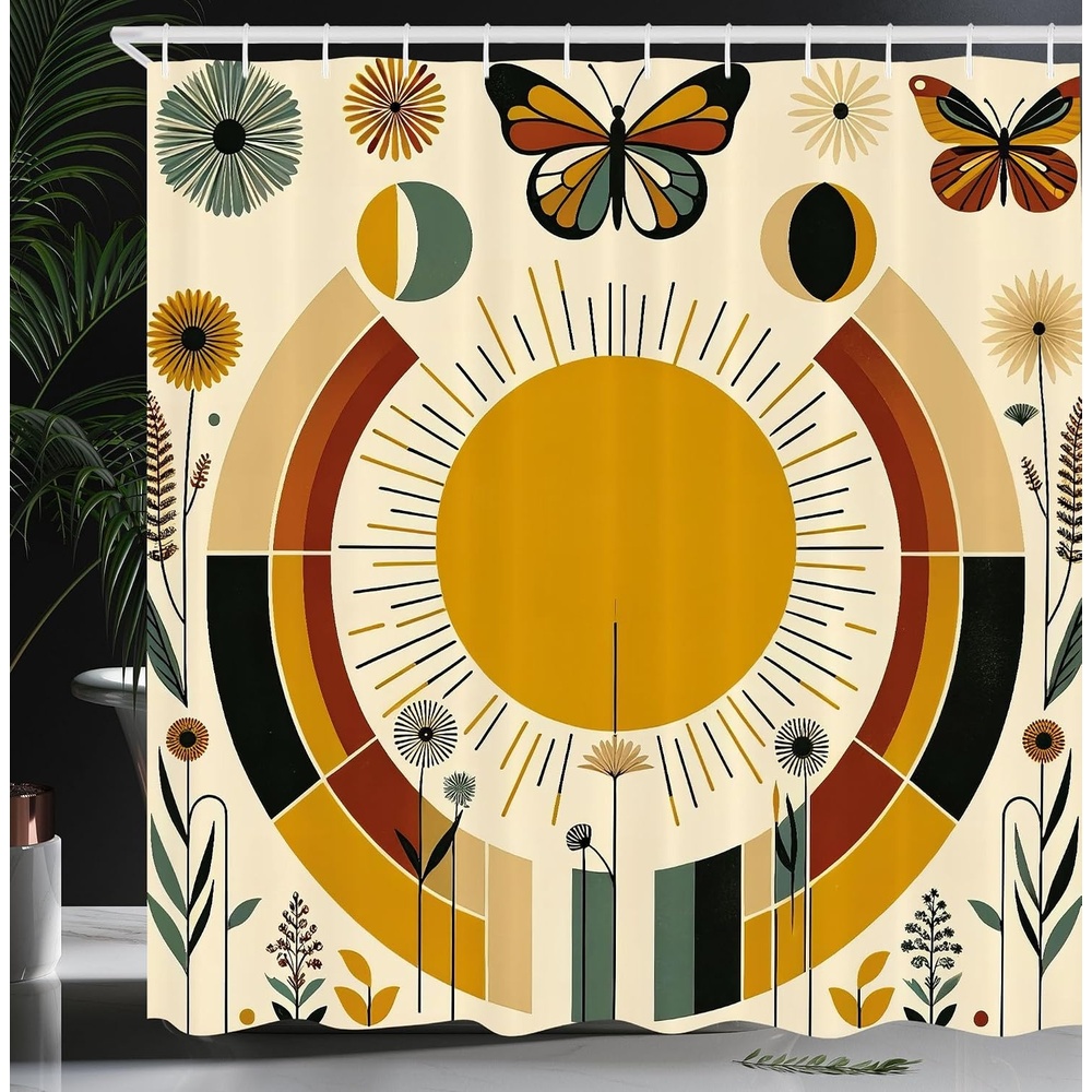 image:imageAmbesonne Hummingbirds Shower Curtain Tropical Flowers and Leaves Natural Foliage Vibrant Color Exotic Rainforest Cloth Fabric Bathroom Decor Set with Hooks 69 W x 70 L Soft Blue Coral GreenPale Coffee Eggshell