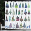 image:imageAmbesonne Deer Shower Curtain Colorful Animal Silhouette Various Christmas Elements Wooden Planks Theme Cloth Fabric Bathroom Decor Set with Hooks 69 W x 70 L Grey MulticolorGreen Purple