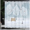 image:imageAmbesonne Deer Shower Curtain Colorful Animal Silhouette Various Christmas Elements Wooden Planks Theme Cloth Fabric Bathroom Decor Set with Hooks 69 W x 70 L Grey MulticolorBlue and White