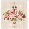 image:imageAmbesonne Deer Shower Curtain Colorful Animal Silhouette Various Christmas Elements Wooden Planks Theme Cloth Fabric Bathroom Decor Set with Hooks 69 W x 70 L Grey MulticolorGreen Red Tan