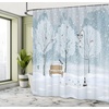 image:imageAmbesonne Deer Shower Curtain Colorful Animal Silhouette Various Christmas Elements Wooden Planks Theme Cloth Fabric Bathroom Decor Set with Hooks 69 W x 70 L Grey MulticolorBlue and White