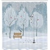 image:imageAmbesonne Deer Shower Curtain Colorful Animal Silhouette Various Christmas Elements Wooden Planks Theme Cloth Fabric Bathroom Decor Set with Hooks 69 W x 70 L Grey MulticolorBlue and White
