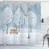 image:imageAmbesonne Deer Shower Curtain Colorful Animal Silhouette Various Christmas Elements Wooden Planks Theme Cloth Fabric Bathroom Decor Set with Hooks 69 W x 70 L Grey MulticolorBlue and White
