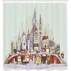 image:imageAmbesonne Deer Shower Curtain Colorful Animal Silhouette Various Christmas Elements Wooden Planks Theme Cloth Fabric Bathroom Decor Set with Hooks 69 W x 70 L Grey MulticolorGreen Lavender